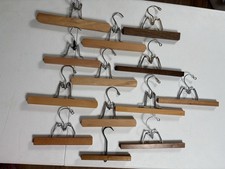 Vintage Wooden Pants Hangers Various Sizes And Shades Lot Of 13