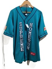 Supreme 25SS Homerun Baseball Jersey Stripe Short Sleeve Shirt XL Polyester Gree