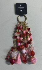 New Artisan Handbag Jewelry Beaded Purse Charm Bag Swag Red Pink Gold