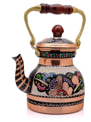 Copper Tea Kettle MULTI C.Floral Hand Painted 1.3L -44oz Teapot Turkish HANDMADE