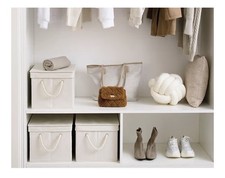 Wardrobe Storage Boxes with Lids, 32L Foldable Storage Bins for Shelves Organis