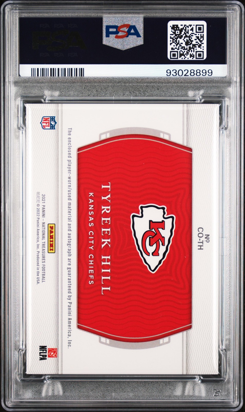 2021 National Treasures #TH Tyreek Hill Colossal Signatures PSA/Auto10 /49 POP 1 view 2