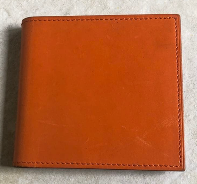 HERMES Orange Leather Compact Pocket Mirror 2001 Ginza Limited