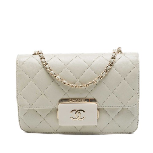 Chanel Mini Sheepskin Beauty Lock Flap Pre-Loved Crossbody Bag Ivory