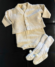 Completo bambino vintage bambino n' cotone lavorato a maglia Boucle di Sternberg 2 pezzi con stivaletti