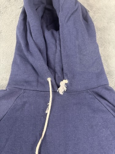 Pullover vintage anni 70 80 blu navy tasca felpa con cappuccio uomo XL 809 - Foto 4 di 8