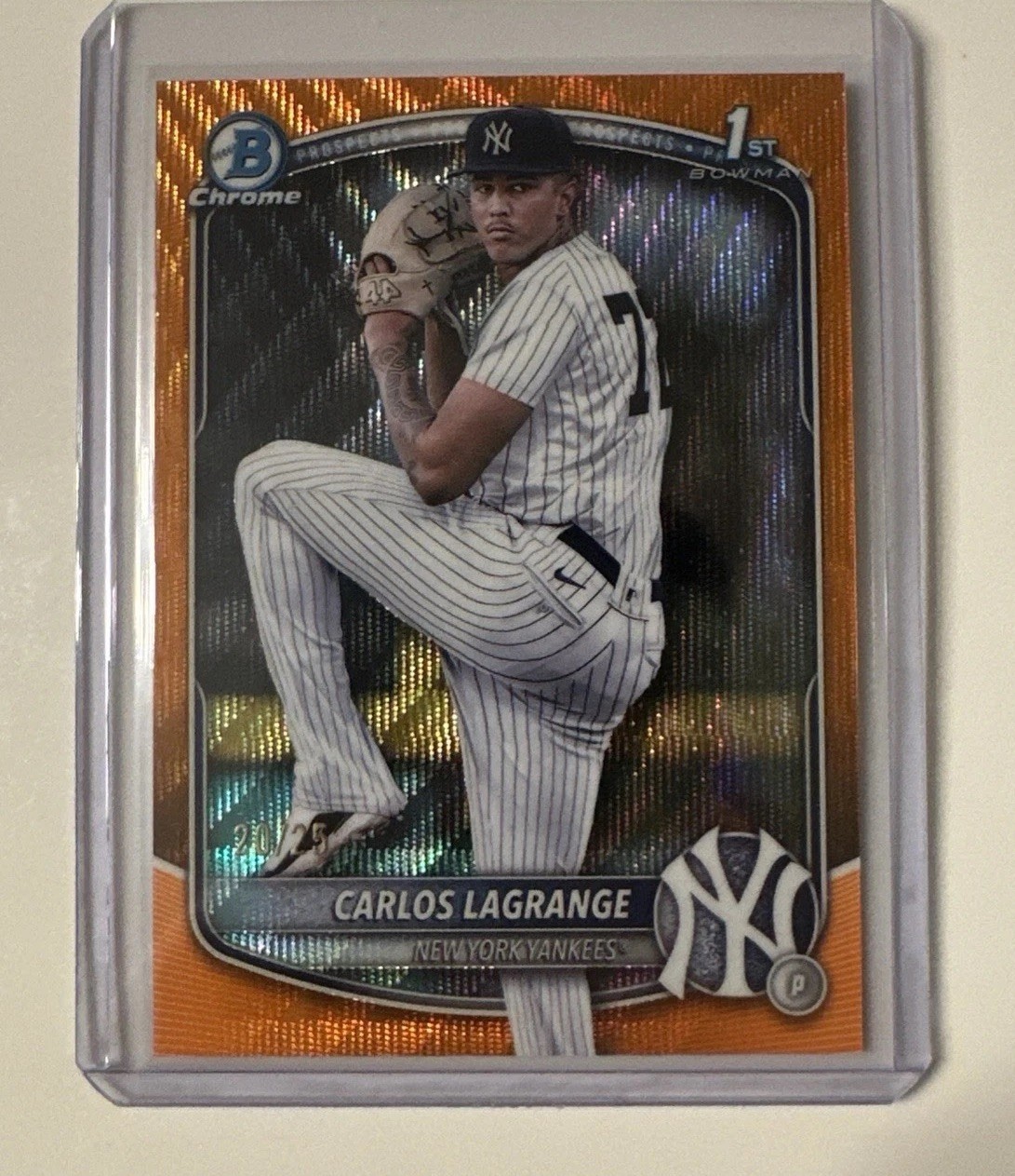 Carlos Lagrange 2025 Bowman Chrome 1st Bowman Orange Wave Refractor /25
