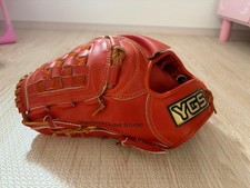YGS Brown Orange Baseball Glove Pitcher 30cm Batting Web Leather Used