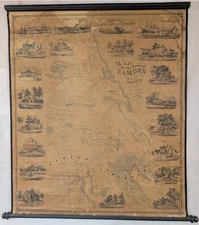 1865 Camden, Maine Canvas Wall Map