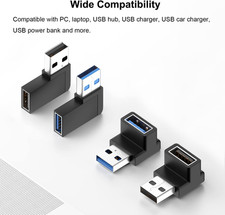 90 Degree USB 3.0 Adapter 4 Pack , Vertical up and down Angle, Horizontal Le...