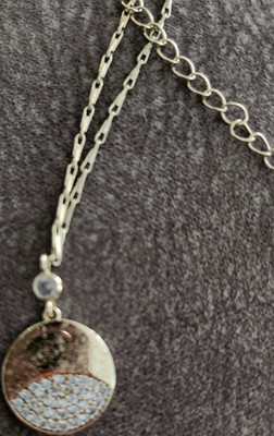 Atika Silver Cable Chain Necklace with Round Signed Pendant