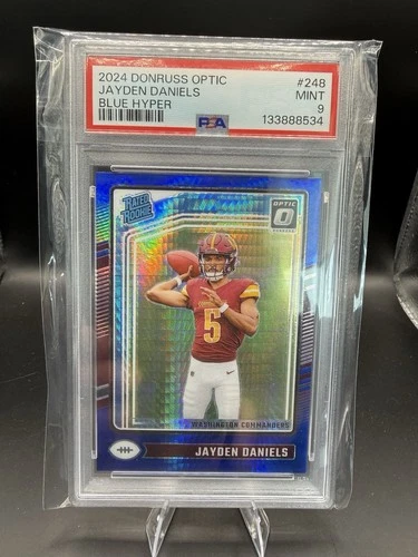 2024 Panini Donruss Optic Jayden Daniels Rated Rookie Blue Hyper Prizm PSA 9 RC