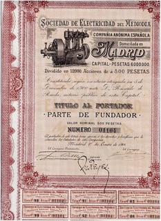 S. de Electricidad del Mediodia...Madrid 1901 deco classic uncancelled/ coupon