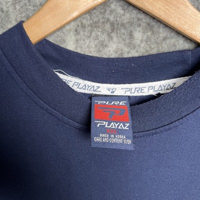 Vintage Pure Playaz Shirt Mens 2XL Blue 90s Hip Hop Baggy 