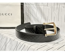 Gucci Microguccissima Black Leather Belt With Gold Buckle-Size 95/38 - NWOT