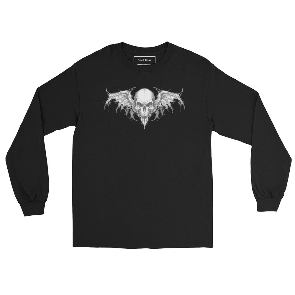 Men’s Long Sleeve Skull Shirt Gothic Streetwear Cotton Tee