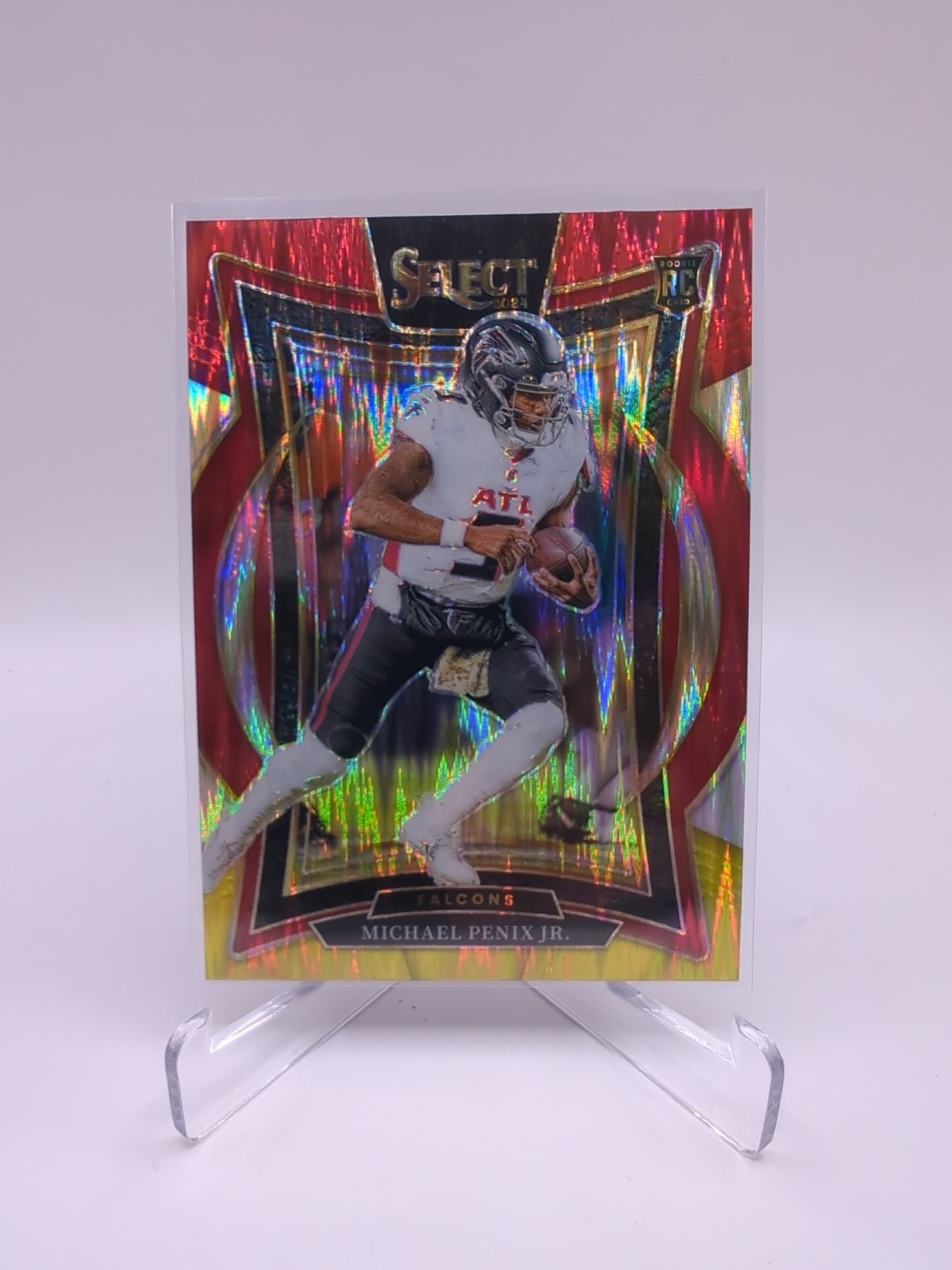 Michael Penix Jr. (RC) 2024 Select Prizm Red and Yellow Shock #80