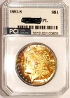1881-S Gem BU  +++  PL Proof-like Flashy Rainbow Color Toned Morgan Dollar