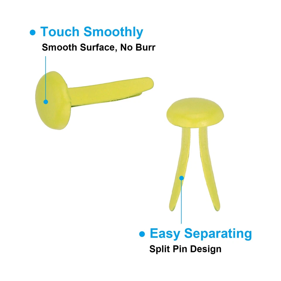 400 PCS Paper Brass Fasteners Split Pins Pastel Mini, Yellow, 5 x 9 mm - Image 4 of 4