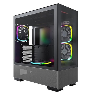Sky Two Black Computer Chassis ARGB Fans Future Ready Design Effortless Cable...
