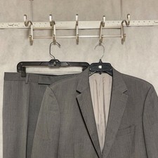 Hugo Boss Suit Men 44L Gray Striped Pasolini Movie Wool Academia 37X36 Pant Luxe