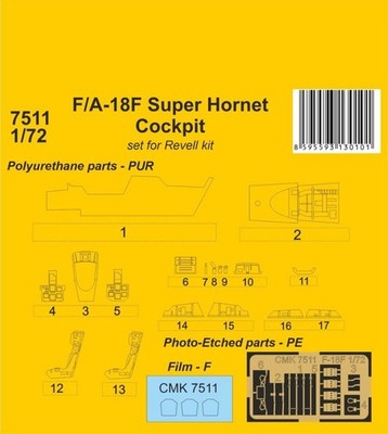 F/A-18F Super Hornet Cockpit for Revell kit / 1:72 - CMK 7511