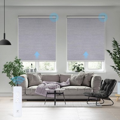 Motorized Roller Shade Work with HomeKit, 100% Blackout Auto Window Blinds, S...
