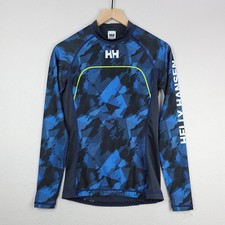 Helly Hansen Rider Rash Guard Womens Small Blue Stretch Mock Neck Long Sleeve