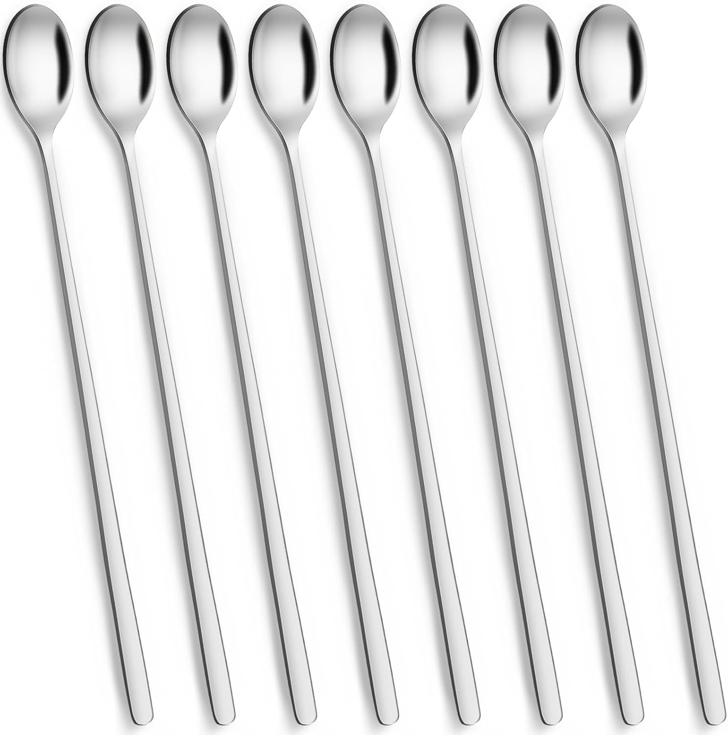 Latte Spoons Long Handle Teaspoons Set of 8, Ice Cream Stirring Spoon, Stainless