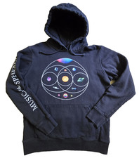 COLDPLAY Music of the Spheres Black Pullover Hoodie Size M Tour Sleeve Print