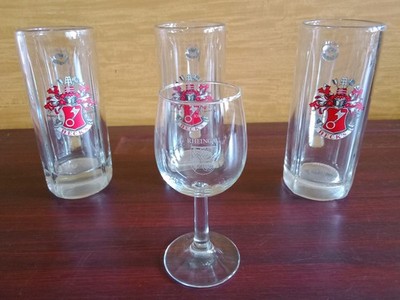German Drinking Glasses - 3 Beck's Pint Glasses - 1 Rheingau 4 Ounce Glass