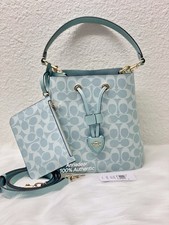 NWT Coach Rowan Bucket Bag In Signature Canvas CEZ36 in Gold/Light Blue