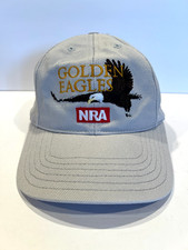 Vtg NRA Hat US Flag Light Gray Made In USA Adjustable Cap