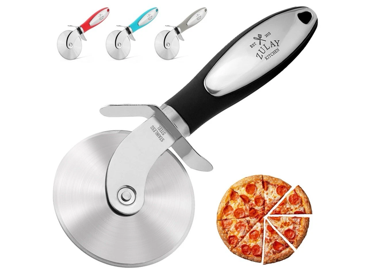 Zulay Stainless Steel Pizza Cutter wheel Black Professional, pizza slicer - NEW
Opens in a new windo