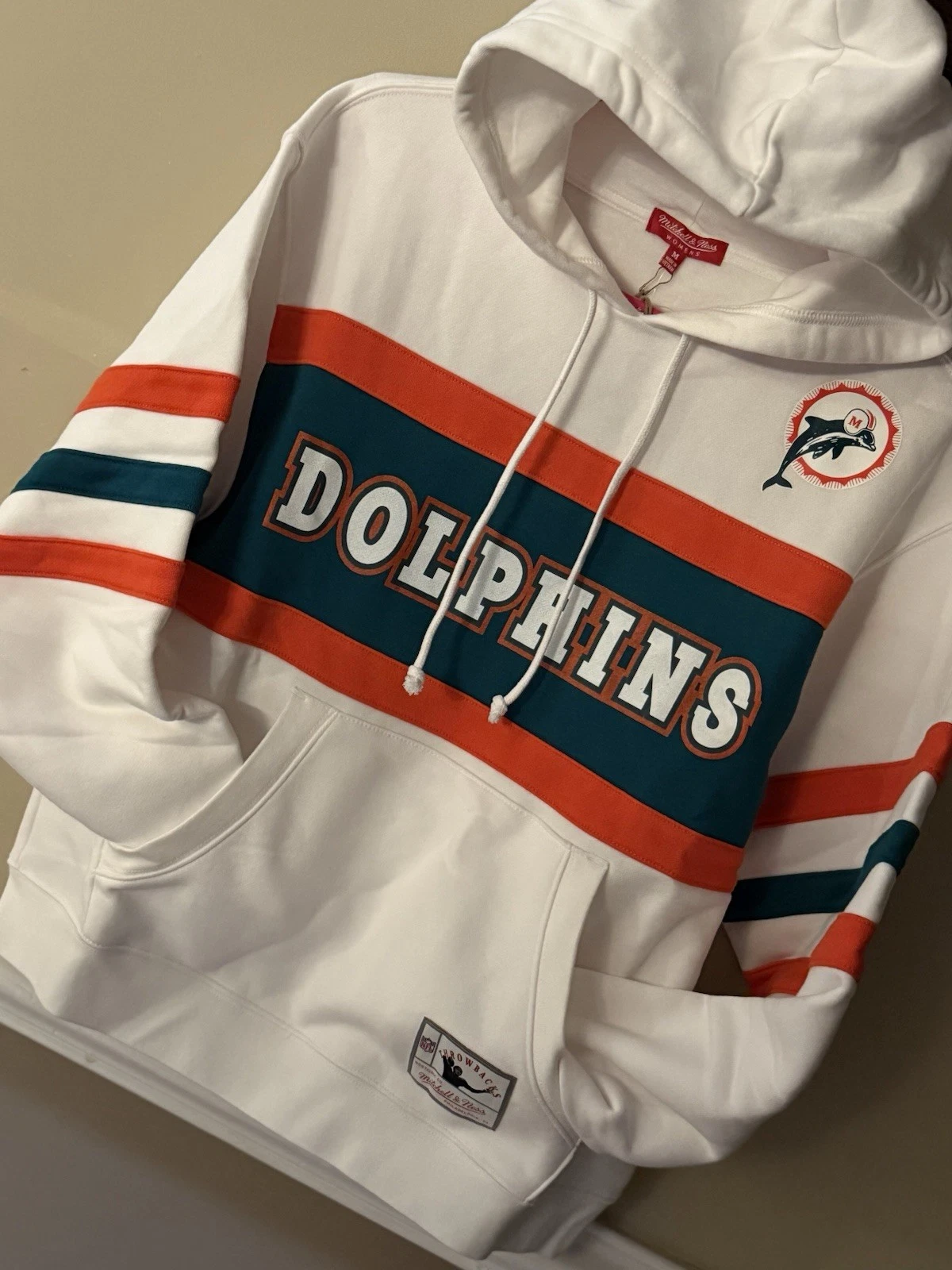 Felpa con cappuccio Dolphins Head Coach donna media Mitchell and Ness retro