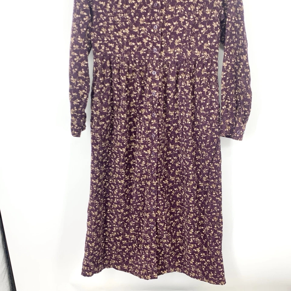 Vestido LL Bean Mujer Talla 4 Pequeño Pequeño Vintage Años 90 Maxi Púrpura Pana Floral Foto 4 de 4
