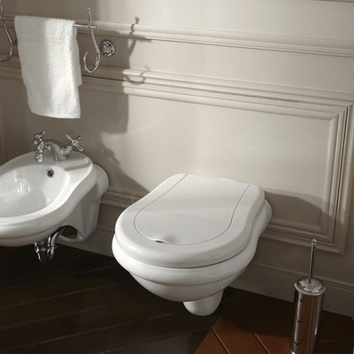 WS Bath Collections Retro 1015 White One-Piece Elongated Wall Mounted Toilet