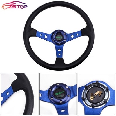 350mm 14'' 95mm Deep Dish 6 Bolt Racing Steering Wheel with Horn Button US