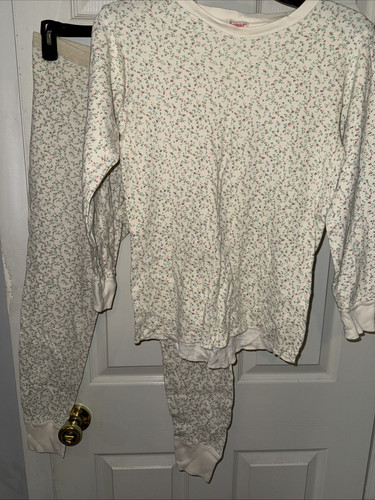 Pigiama termico vintage Duofold stampa floreale lungo John set 2 pezzi taglia 10 - Foto 2 di 4