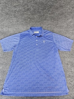 Donald Ross Sport Polo Golf Shirt Stretch Performance Mens Large Blue Paisley
