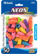 BAZIC Eraser Top, Latex Free Pencil Tops Erasers (50/Pack), Neon Color Arrowhead