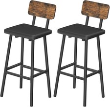 HOOBRO Bar Stools Set of 2 PU Upholstered Breakfast Bar Chairs 34 x 30 x 91 cm