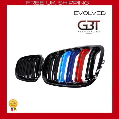 FOR BMW E70 E71 X5 X6 M COLOUR GLOSS BLACK M TYPE FRONT GRILLE DOUBLE FIN KIDNEY - Afbeelding 1 van 15