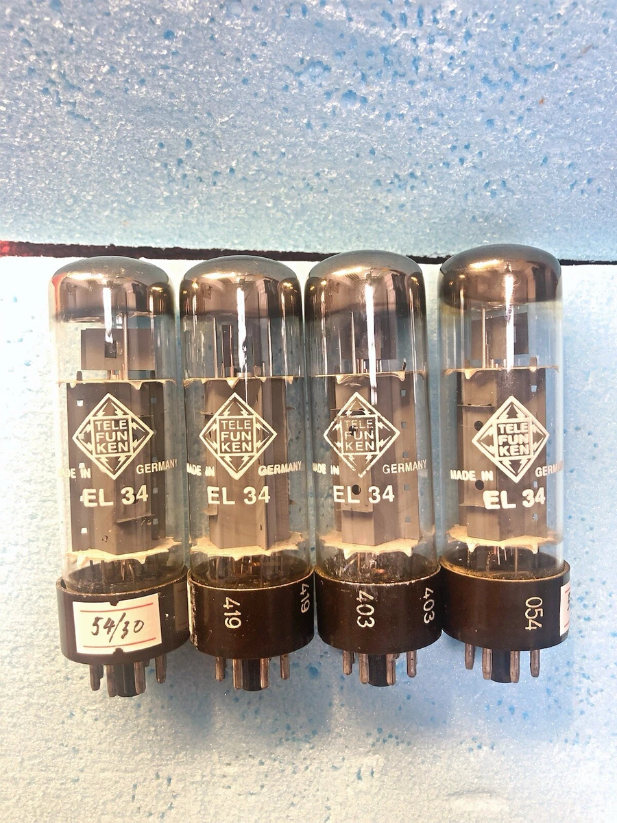 Telefunken EL34 6CA7 Brown Base OO getter, Wing plates NOS Matched Quad