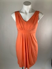Ann Taylor LOFT Orange Gathered Pleat Tank DressXS Petite
