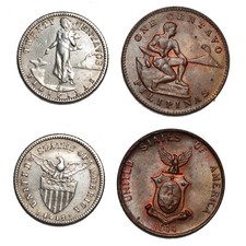 FILIPPINE FILIPINAS Lotto di 2 monete: 20 Centavos 1917 S + 1 Centavo 1944 S