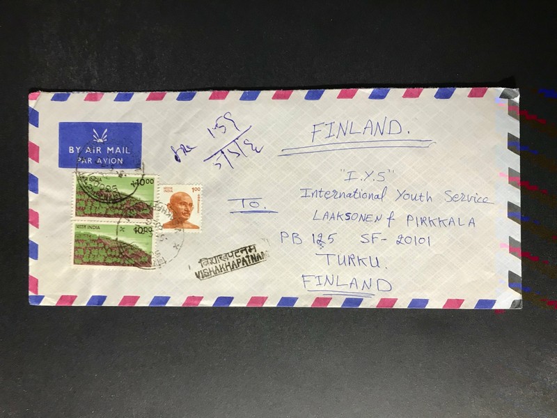 India Registered Cover to Finland City Cancel 1980s-1990s Cover #2223