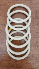 6 Vintage 4" Round Ivory Tan Plastic Rings Tote Handle Macrame Craft NOS NEW