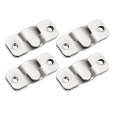 4 Pairs Stainless Steel Flush Mount Bracket 43x19mm, Silver Tone