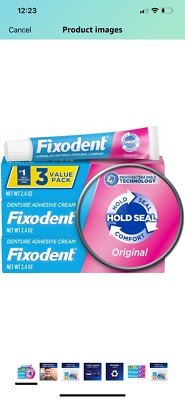Fixodent Complete Original Denture Adhesive Cream, 2.4oz - 3 Pack
